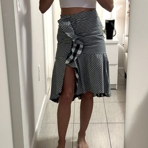 Zara trafaluc collection womens gingham ruffle midi Skirts green White Size XS